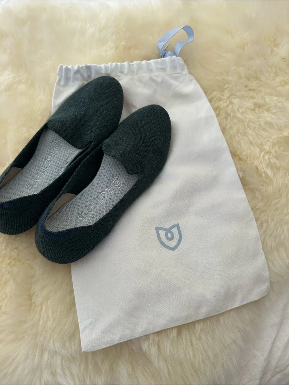 Rothy’s The Loafer Merino Wool Blend Forest Green Knit Flats Women’s 8